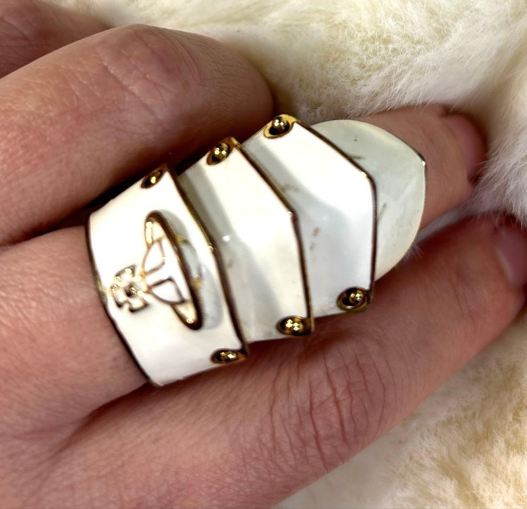 d*4様 希少✨ヴィヴィアン　アーマーリング　リング　ホワイト　ゴールド　レトロ