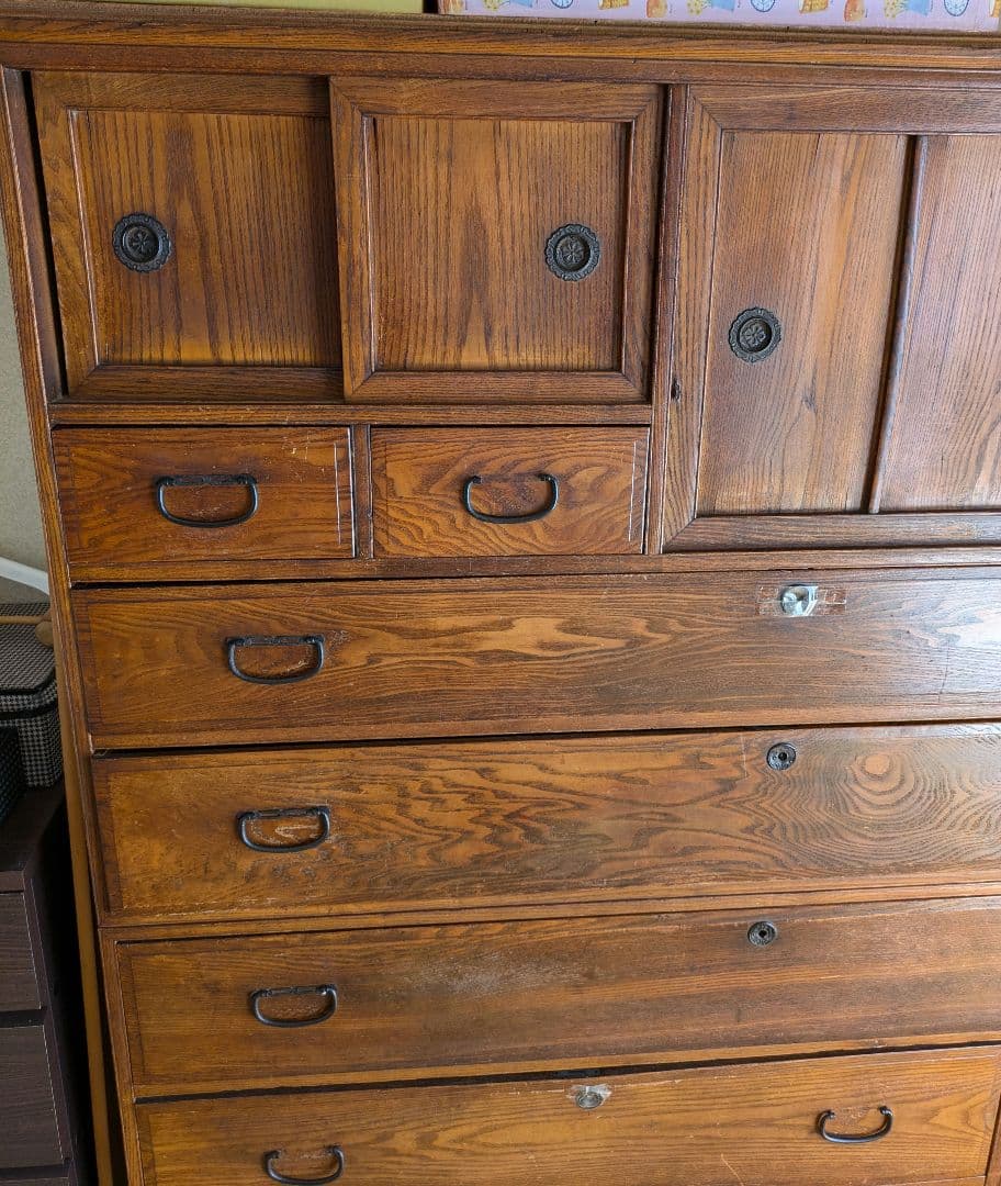 骨董品 木製和風箪笥 アンティーク タンス