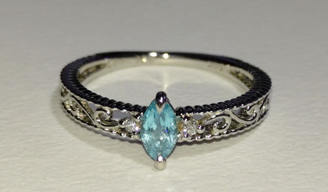 パライバトルマリン　リング　プラチナ　１０号　マーキス