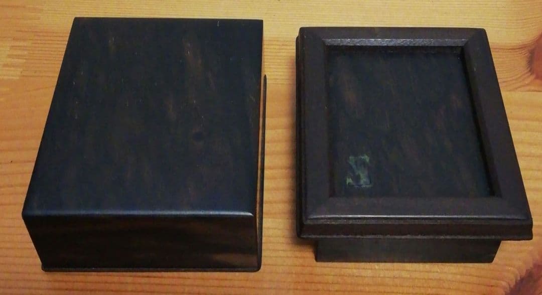 福嶋則夫作　黒柿　香合　共箱　略歴付　茶道具