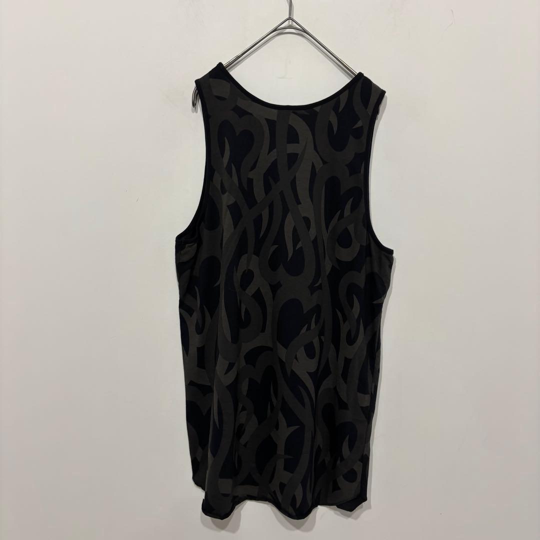 ナンバーナイン 美品 ハート トライバル カモ 柄 タンクトップ グレー