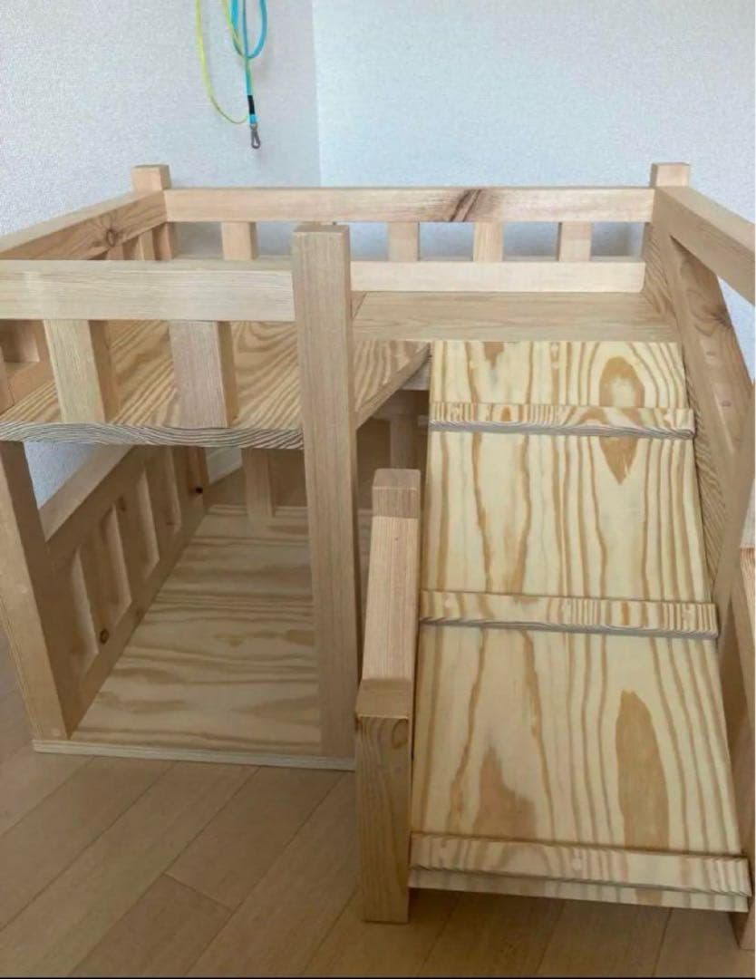 職人手作り】木製 2階建て ドッグハウス スロープ 無垢材 おしゃれ