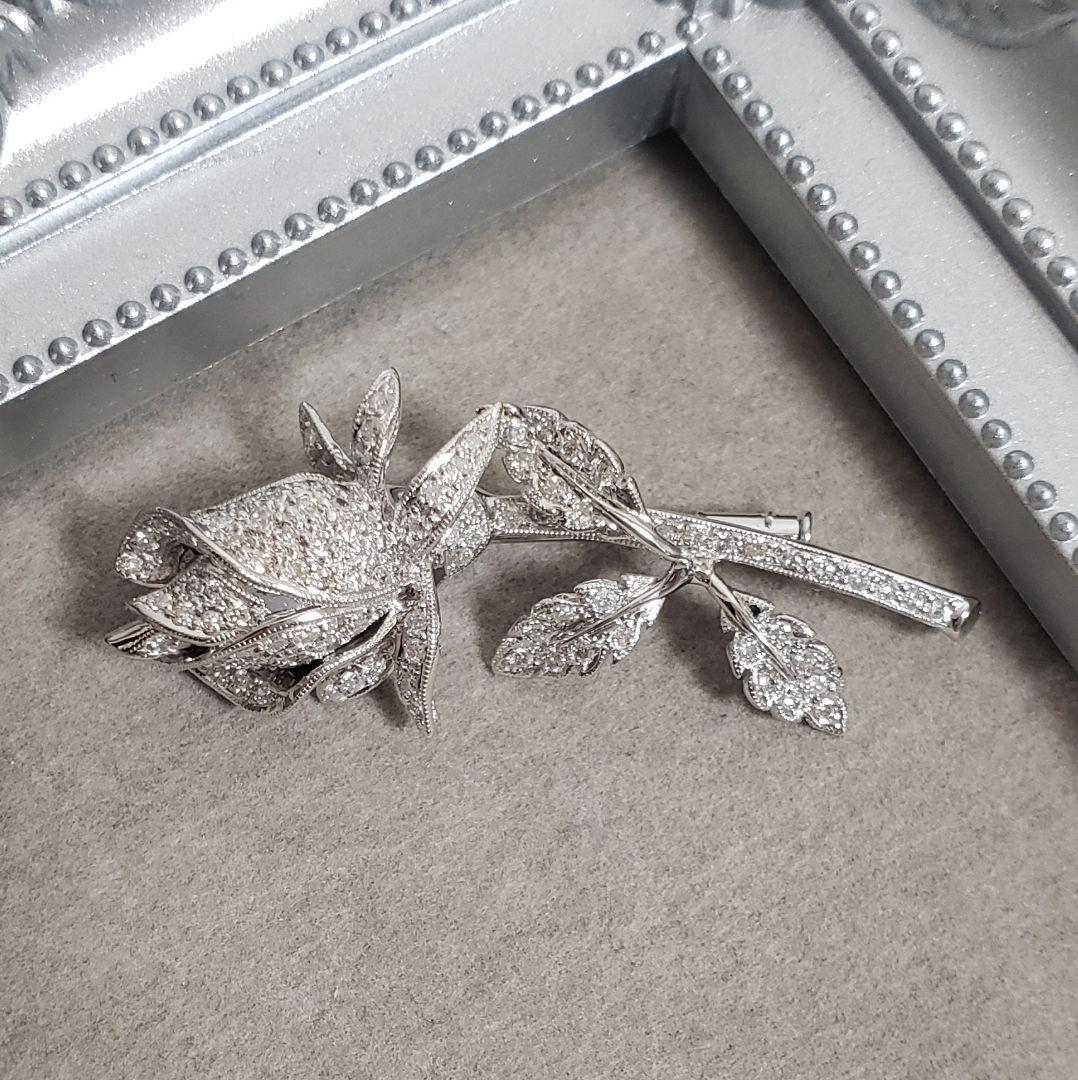 最安値 K18WG 天然ダイヤペントップ兼ブローチ 0.86ct