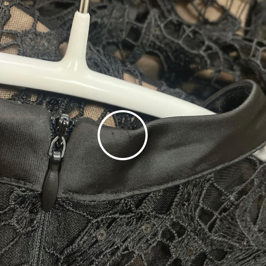 完売品　人気　レジャ　シアーレースパフスリーブスリットIラインドレス　S