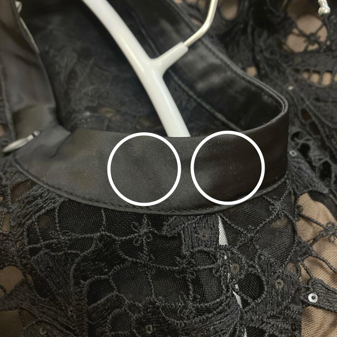 完売品　人気　レジャ　シアーレースパフスリーブスリットIラインドレス　S