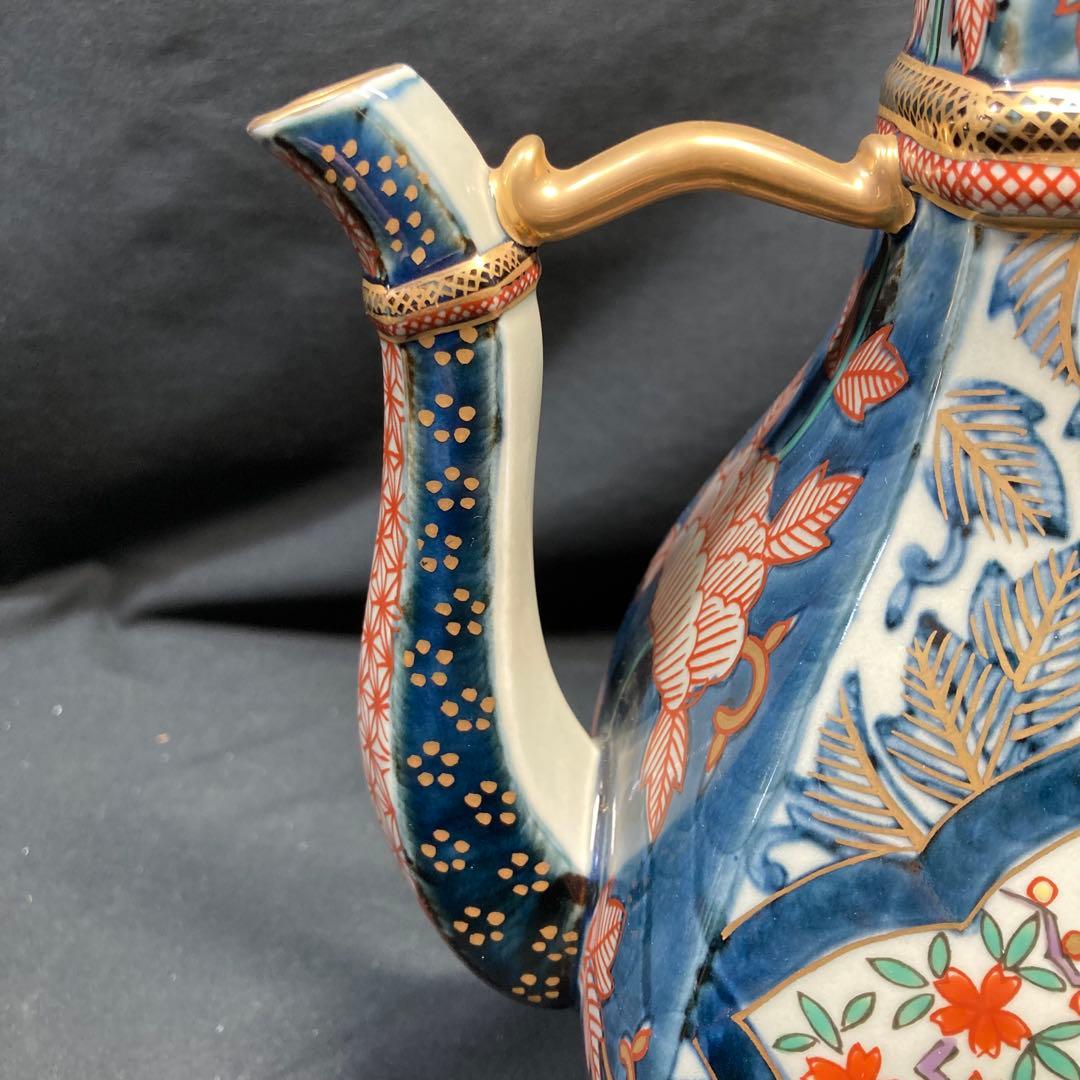 美品】有田焼 林九郎窯 染錦唐草牡丹 水注 金彩