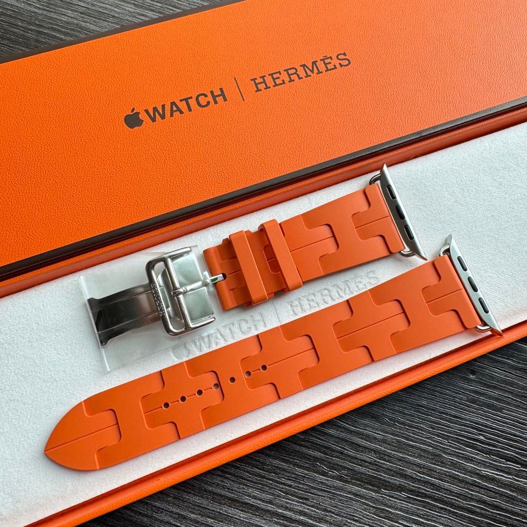2848 ほぼ未使用　Apple Watch エルメス　オレンジ　キリム　ラバー