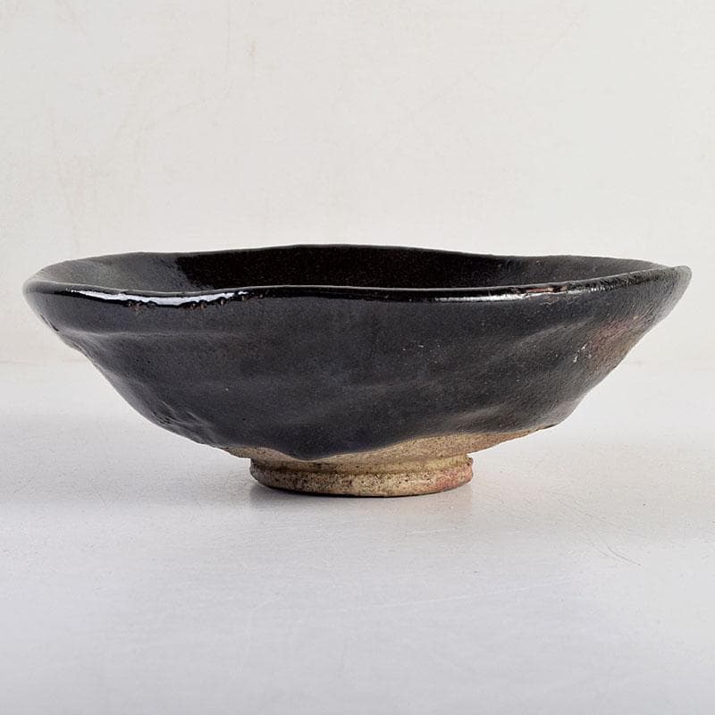 茶道具 楽吉左衛門作 黒楽平茶碗 時代箱 M R9349