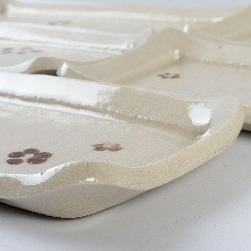 和食器 茶懐石 瀬戸焼 葵窯 灰釉長皿 五客 共布共