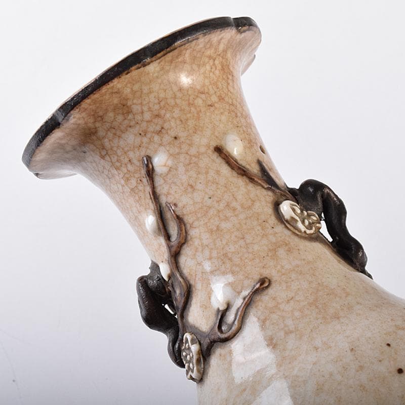 中国 成化年製 青花 花瓶文 貼梅双耳瓶 D R7889