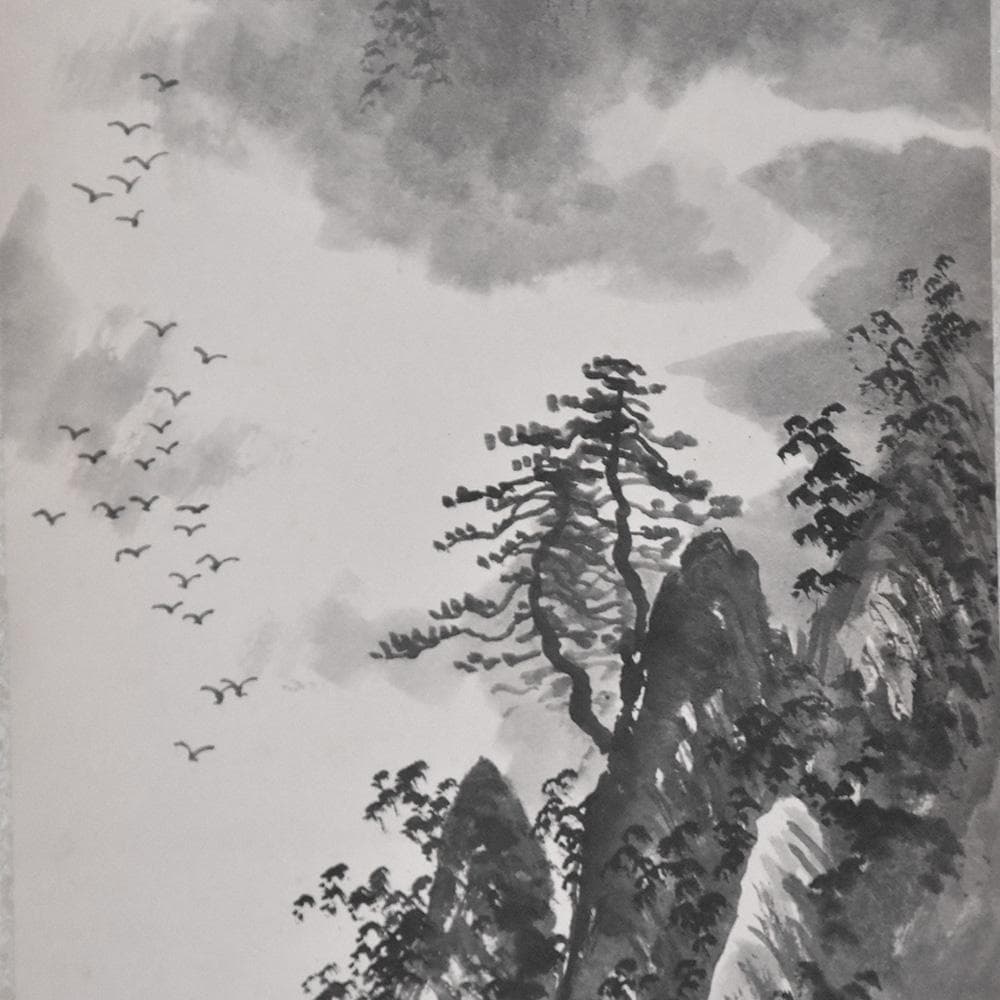 中国美術 桂林山水天下奇 丙寅春首 唐東写 山水画 水墨画 1986