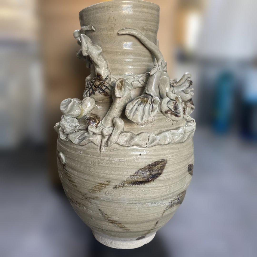 楽山焼 蟹 夫婦湯呑 蓋付 //水月焼 二六焼 楽山焼 水月焼 蓋付き夫婦