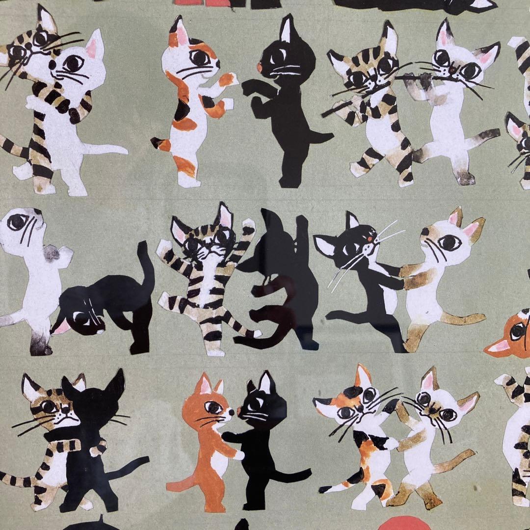 藤城清治2枚セット(版画/切り絵/美術/ポスター)猫.小人.花.チューリップ 香