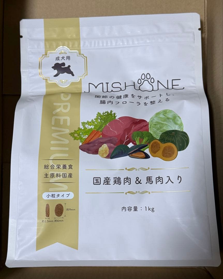 未開封 ミシュワン MISHONE 成犬用 ドッグフード 1kg 国産鶏肉・馬肉