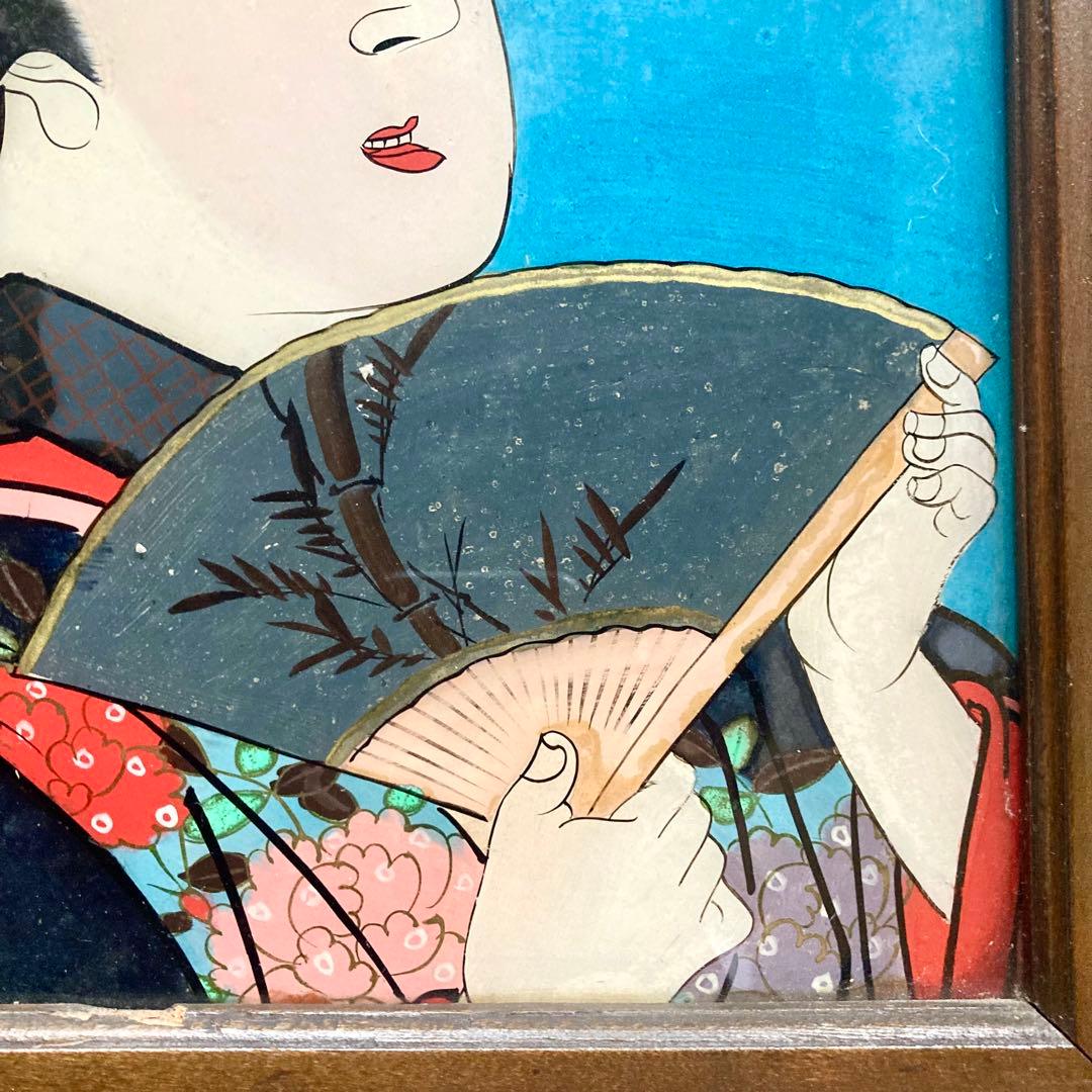 明治時代のガラス絵の美人図