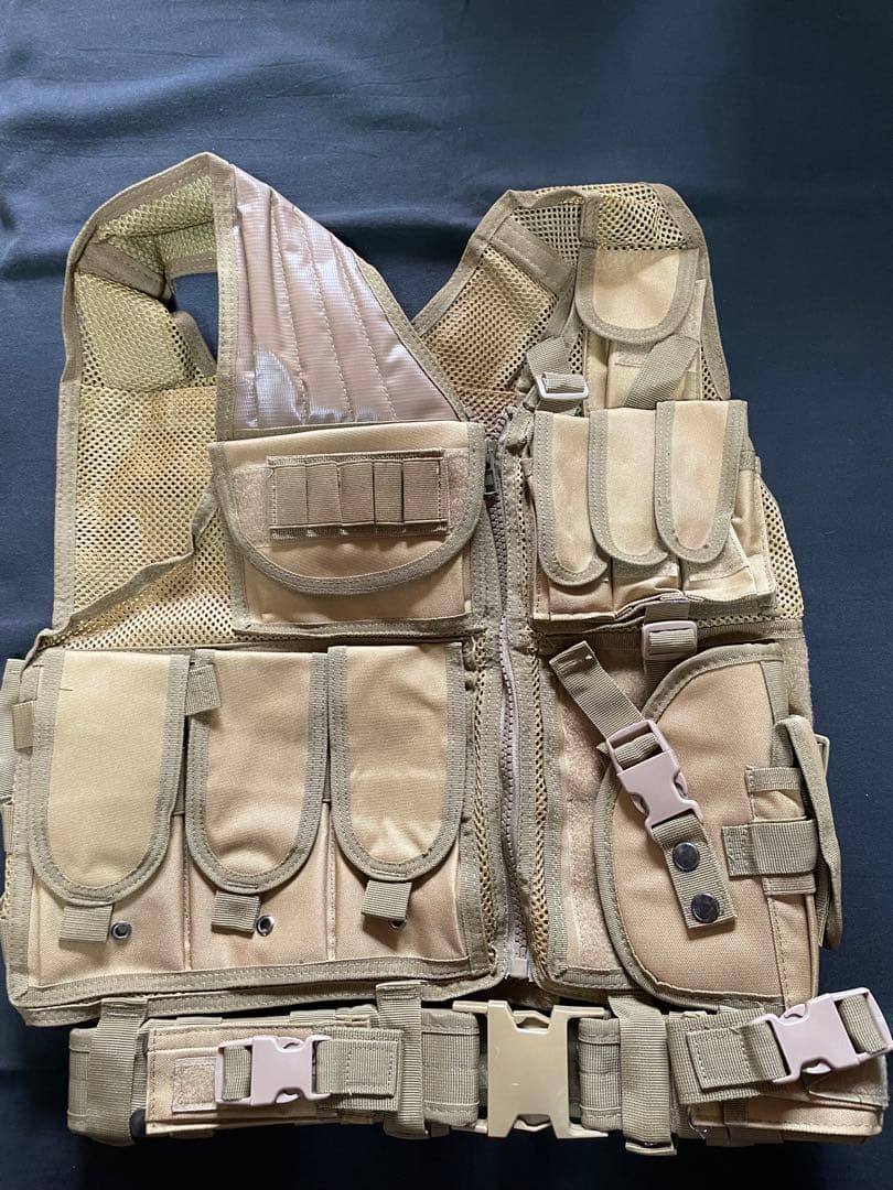 サバゲ 装備品セット V1ベスト カーキー ホルスター マグポーチ ベルト
