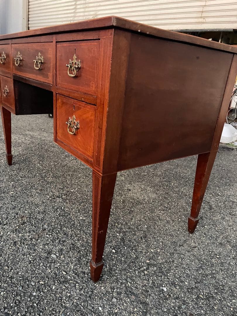 イギリス 書斎机 デスク マホガニー材 アンティーク デスク 両袖