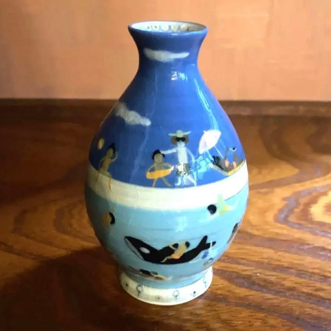 希少！スナフジタチサト作愛らしい遊泳陶芸徳利花器（検Loeweロエベ