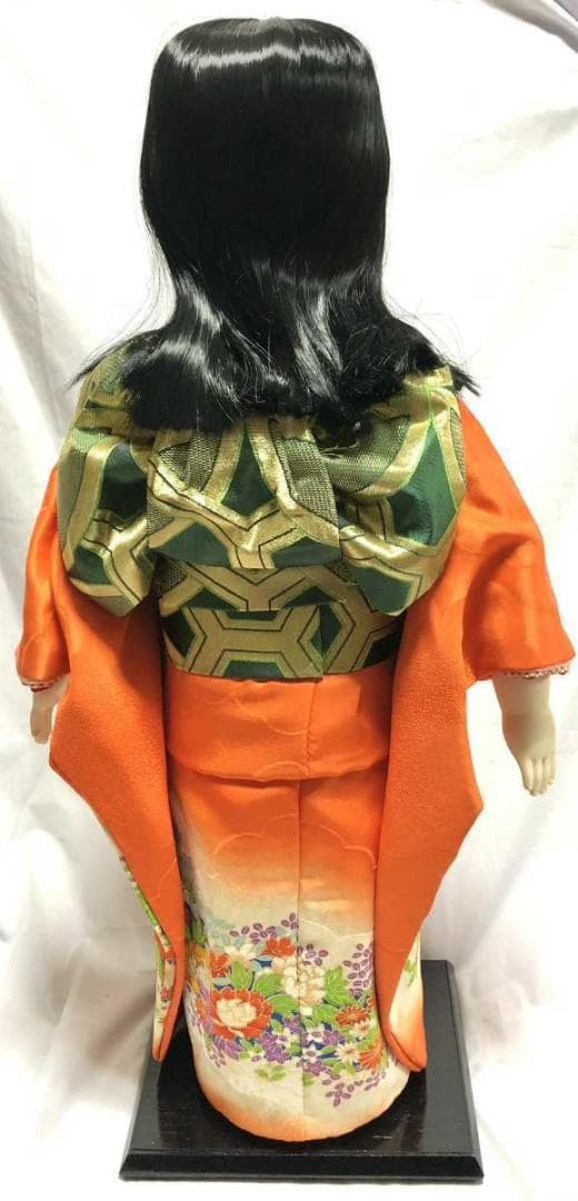 美品 市松人形 紫峰作 綸子総柄 日本人形 20号 アンティーク 昭和レトロ