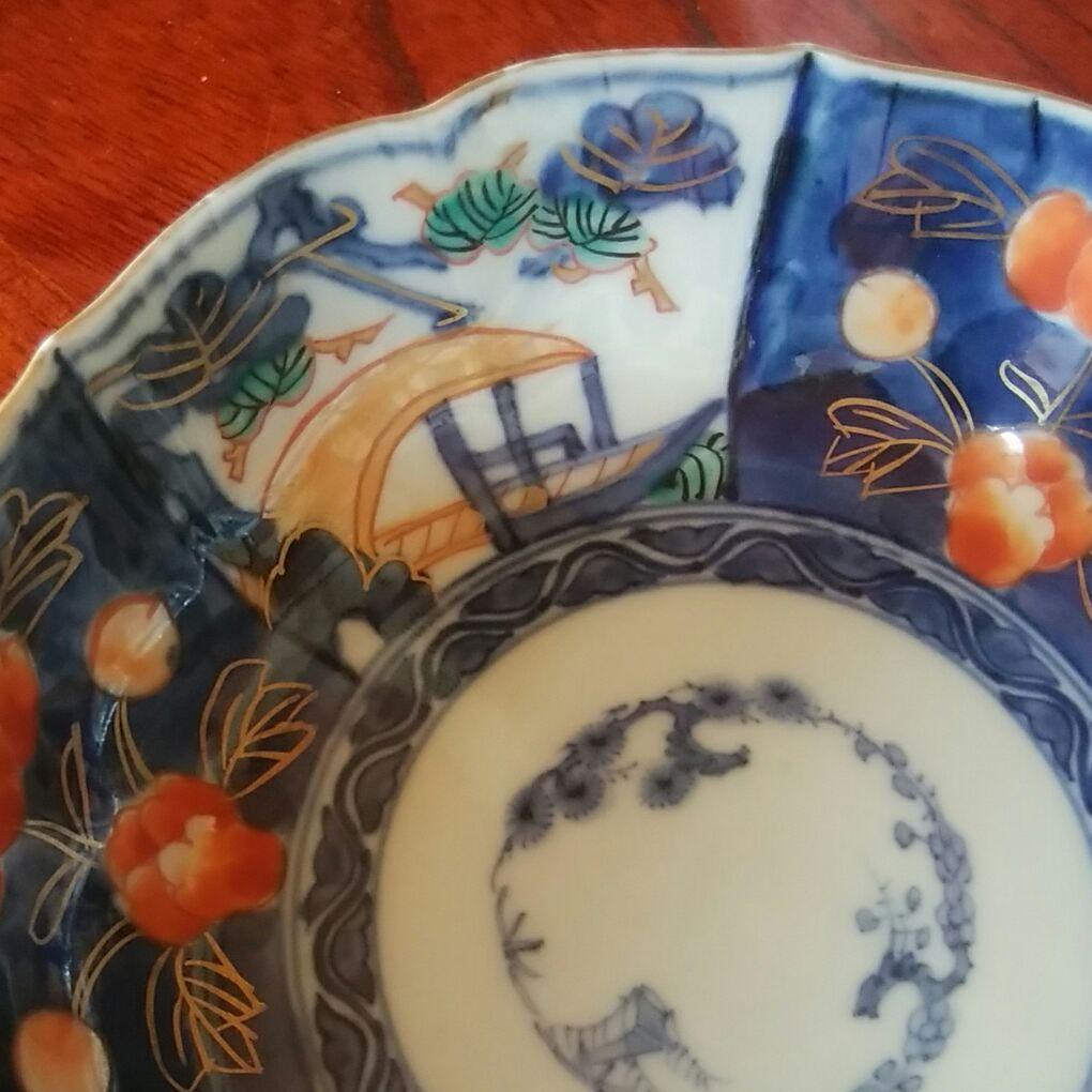168 古伊万里金採錦輪花膾皿5客
