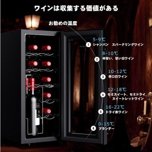 ale 新品 12本収納 ワインセラー ペルチェ静音式　縦置き横置き対応