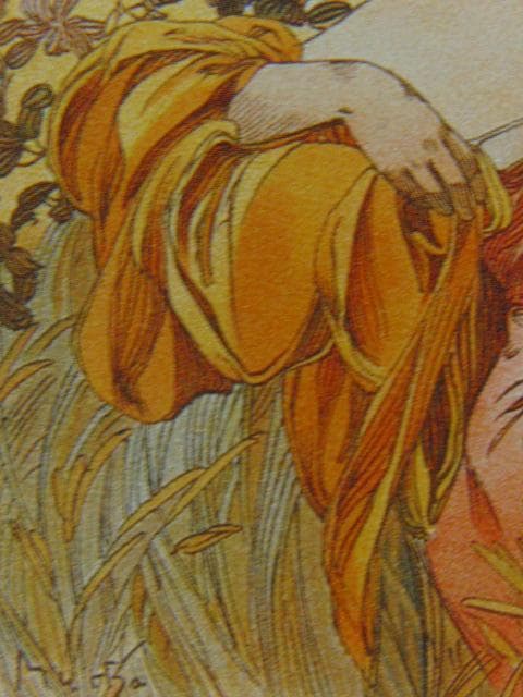 アルフォンス・ミュシャ、一年の三季節・秋、希少な画集より