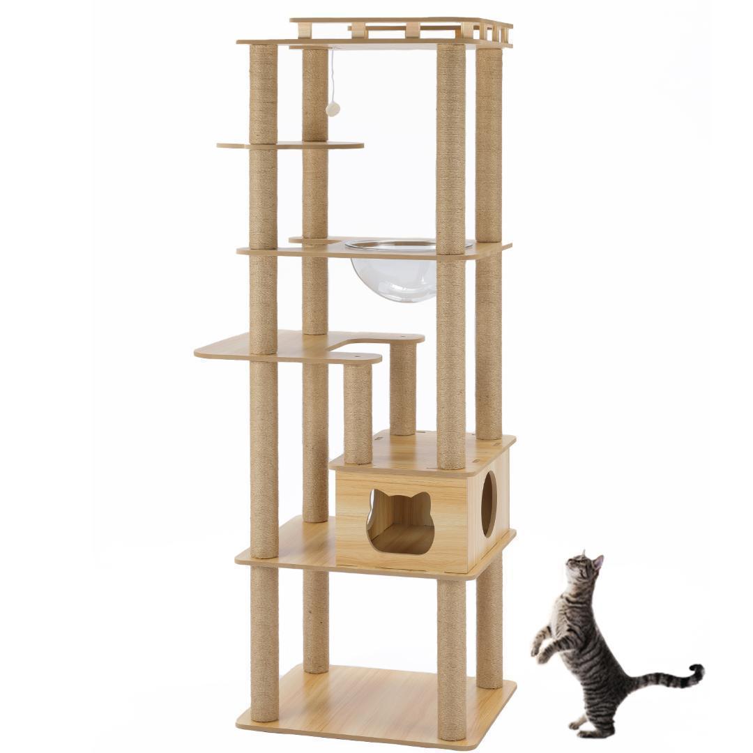 アウトレット1 キャットタワー 木製 宇宙船 展望台 多頭飼い 大型