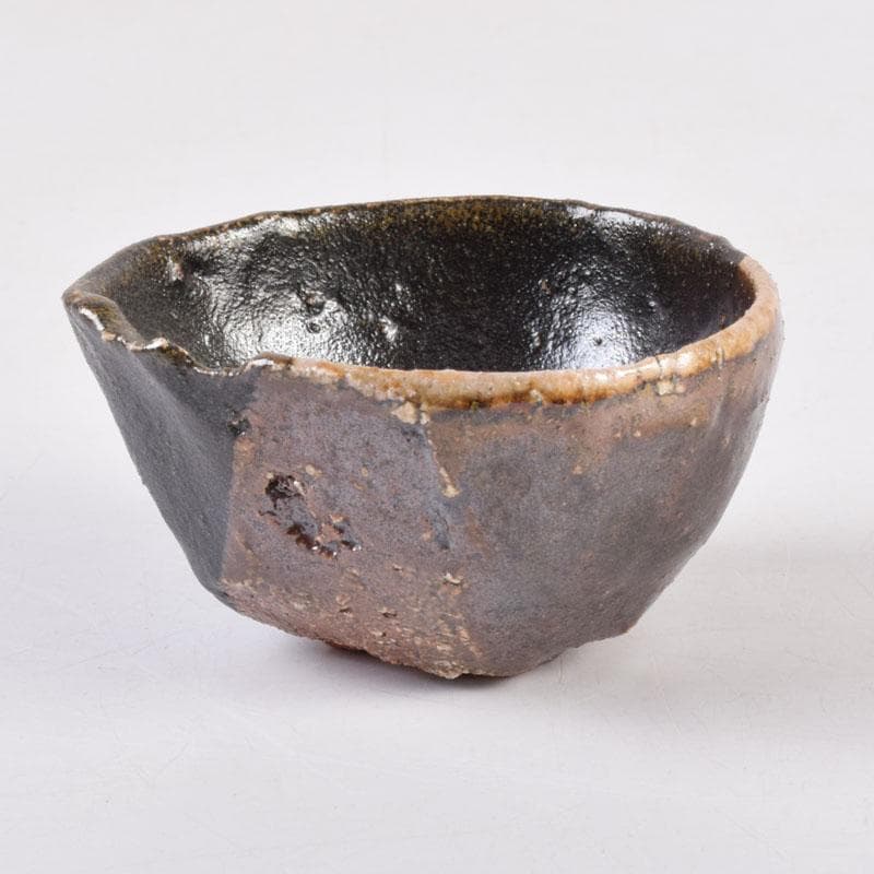 美濃焼 養心窯 樋口雅之作 織部 ぐい呑 酒盃 共布共箱 C 8404