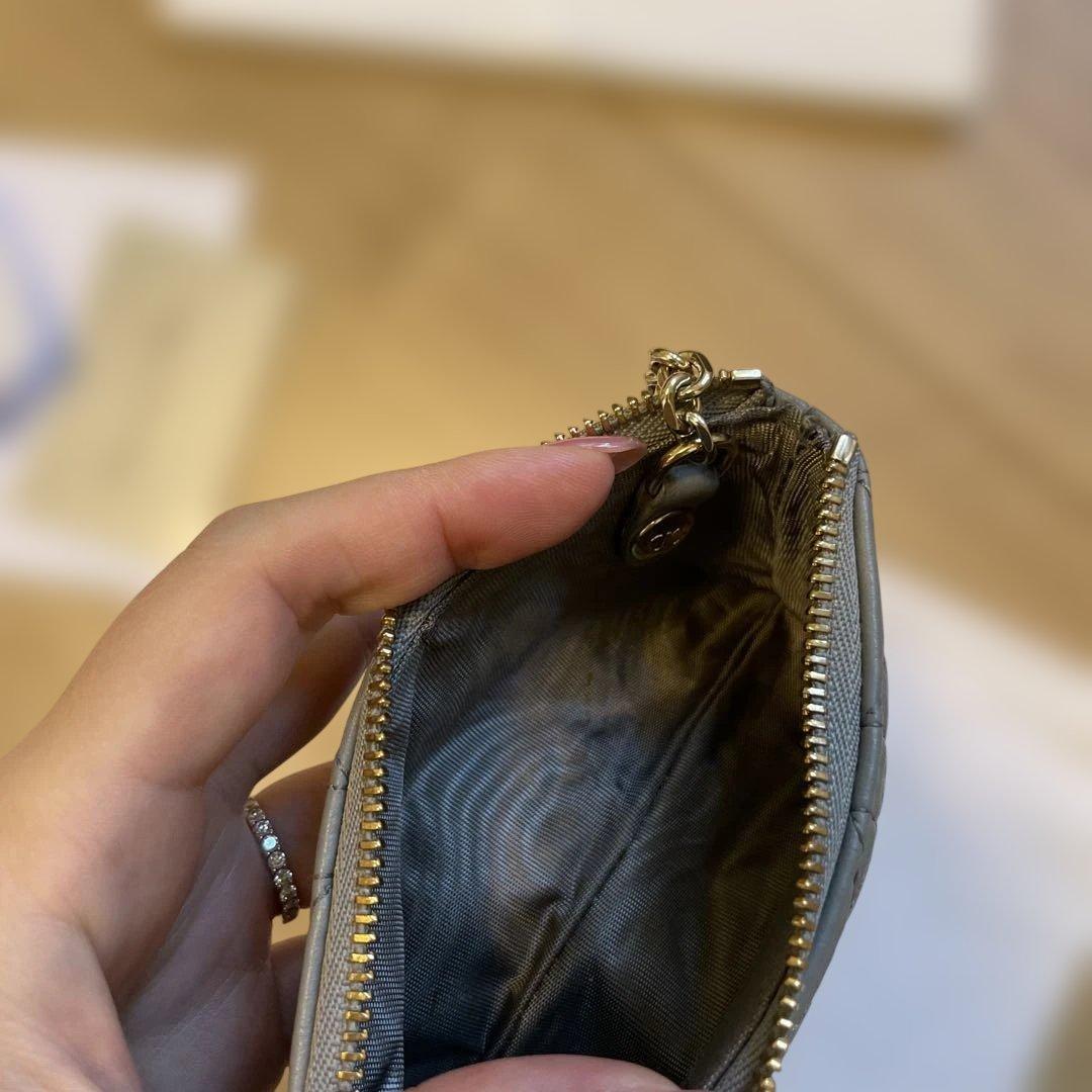 美品　DIOR レディディオール ジップ キーケース ケース　水色　ブルー