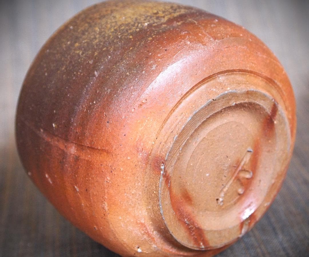 人気作家★中村真【師：中村六郎・金重道明】備前（窯変）湯のみ★共箱