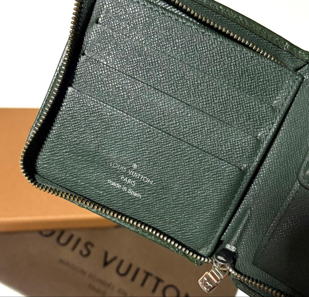 パパ！Louis Vuitton☆グリーンレザー 折り財布☆保管ケース