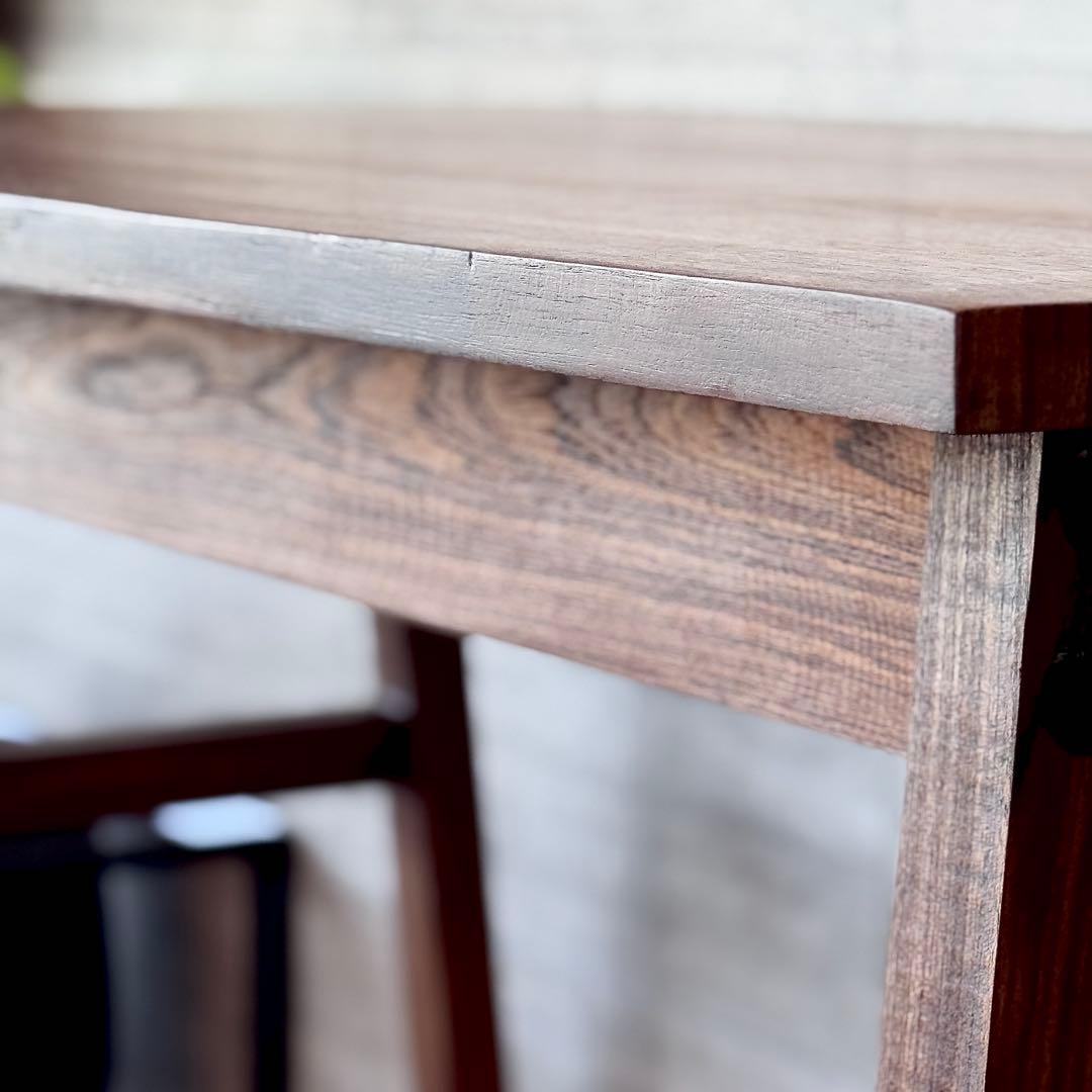 WTWチーク木製テーブル机作業デスク◆幅110木目ナチュラル素材アンティーク男前