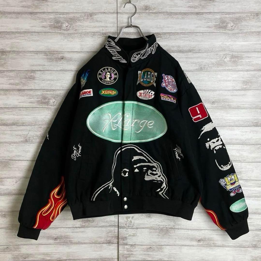 【超おすすめ】エクストララージレーシングジャケット 刺繍 パッチロゴ満載