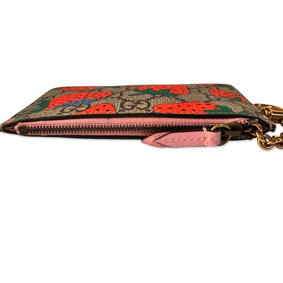 【美品】GUCCI グッチ GGスプリーム PVC×レザー ケース いちご