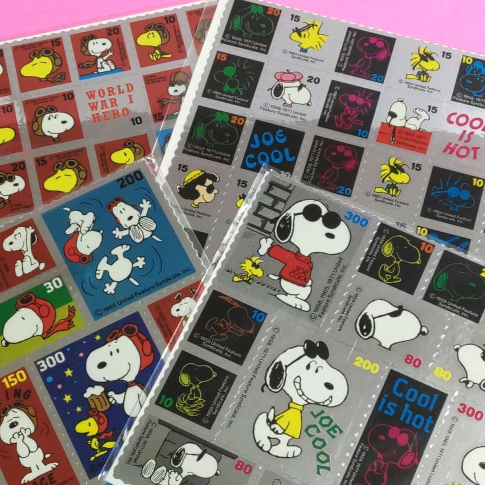 美品】スヌーピー きってしーる 4枚セット 当時物 レア 昭和 レトロ