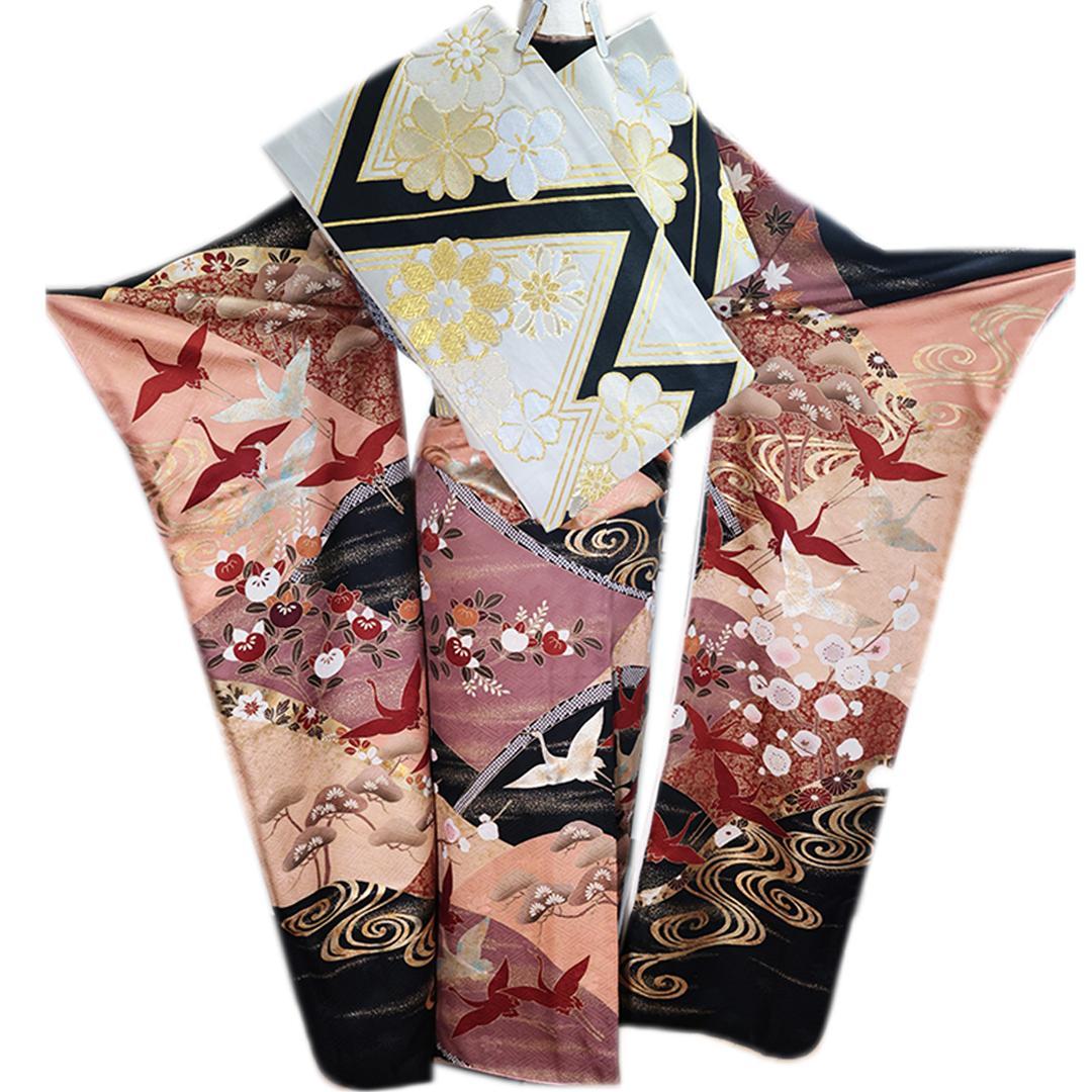 振袖5点セット□成人式振袖正絹トールサイズ帯揚げベルベッド 帯締めKB56