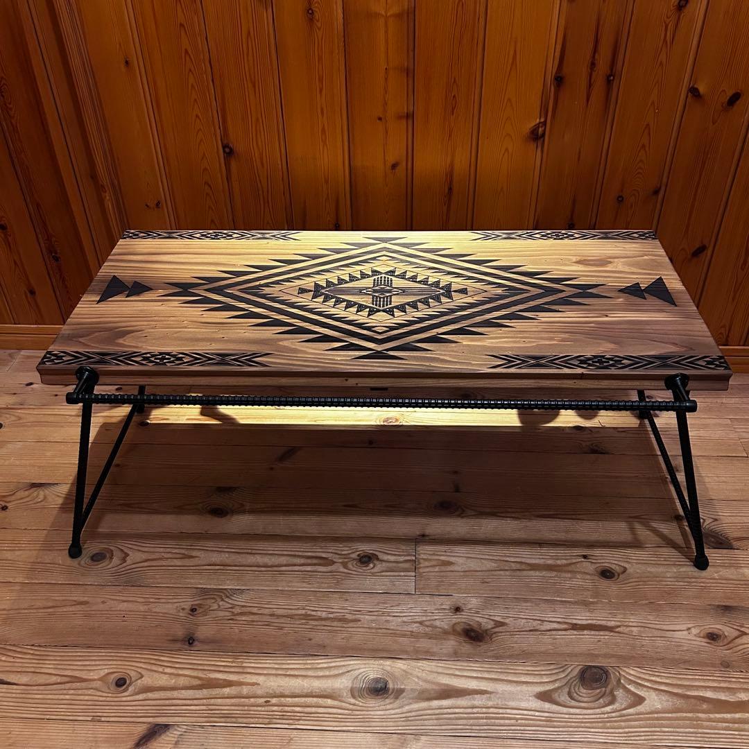 No.549 アイアンローテーブル オルテガテーブル ネイティブ柄