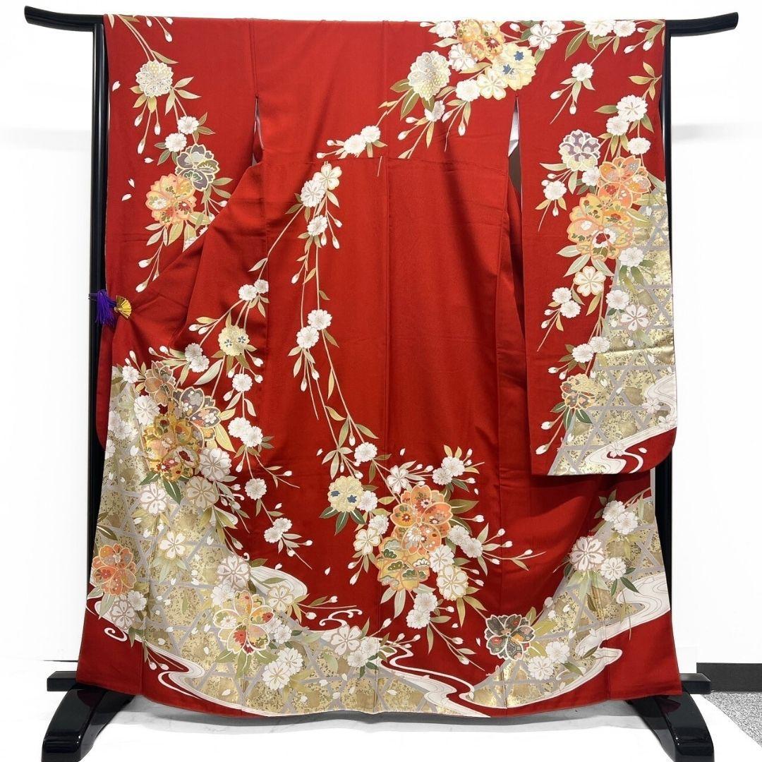 金駒刺繍 金彩 枝垂れ桜 桜花模様 振袖 晴れの日 成人式 卒業 着物 114p