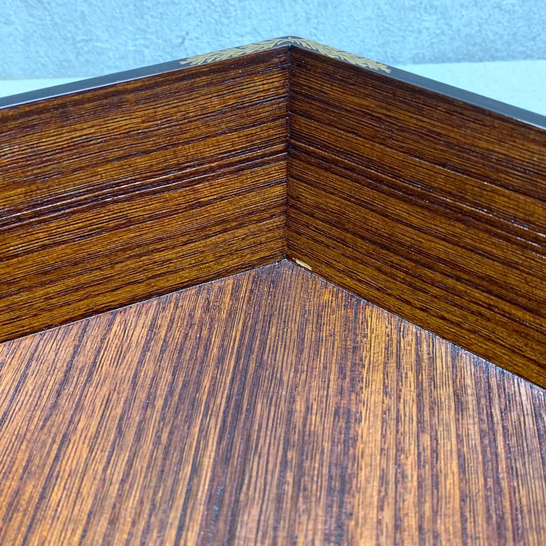 菓子器 堅地屋清兵衛 塗師 茶道具 茶の湯 木目 六角