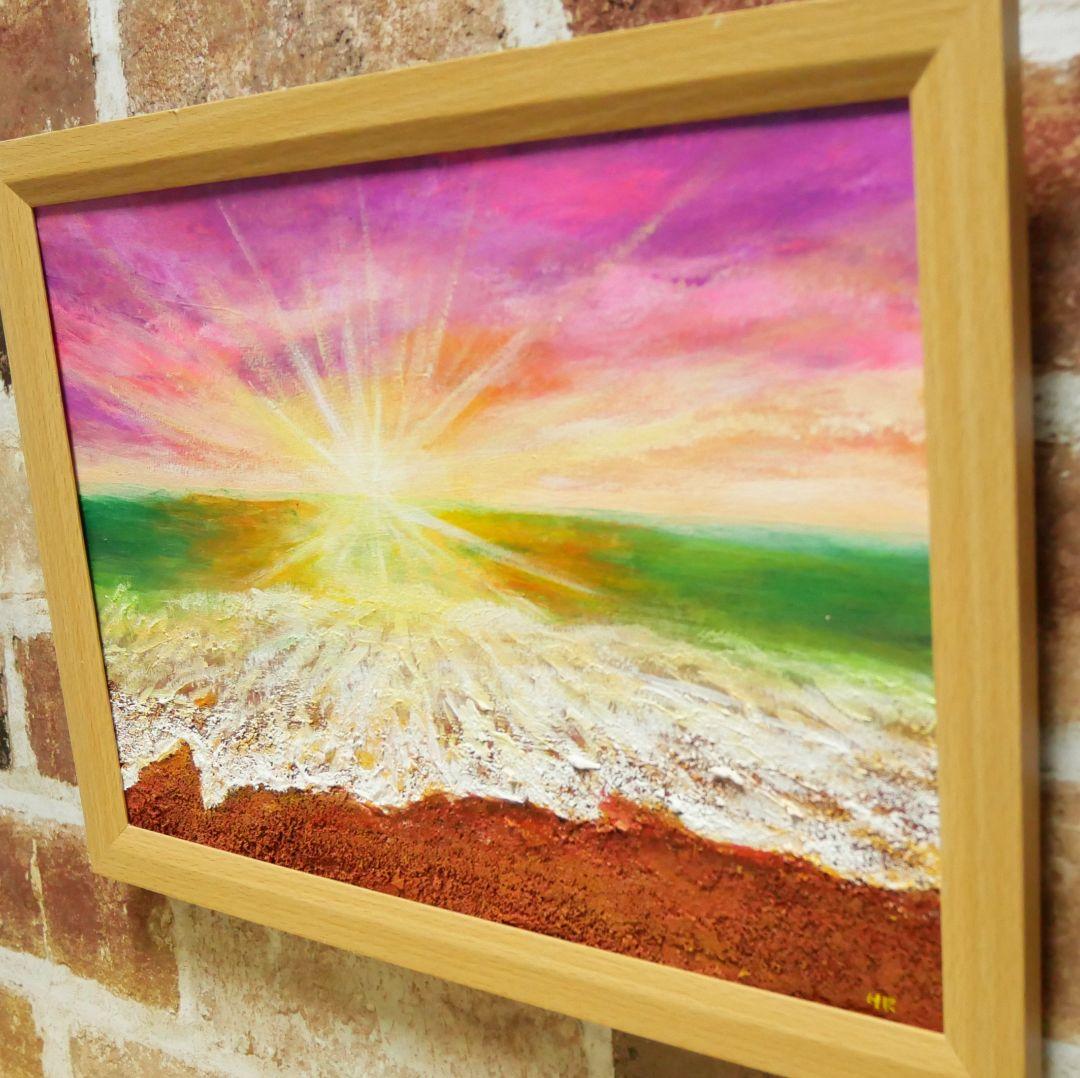 油絵 絵画 【波と夕暮れ】