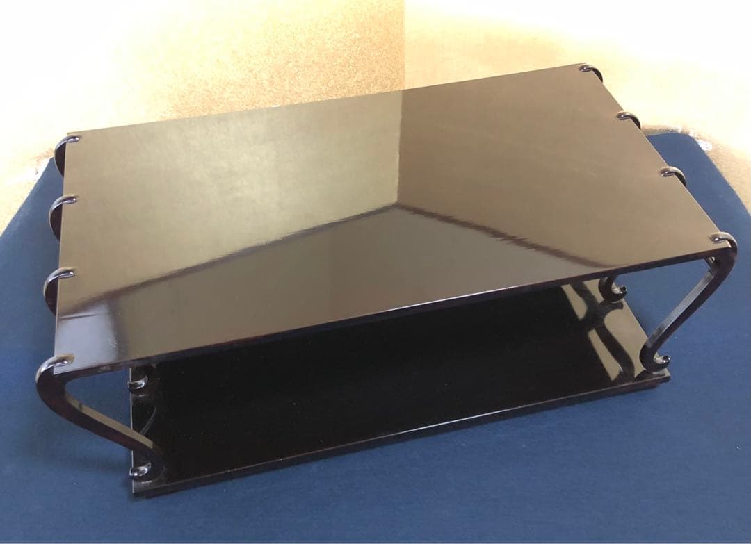 《R》黒塗 八足卓 花台 二段卓 八脚卓 木箱 時代　251003あ6