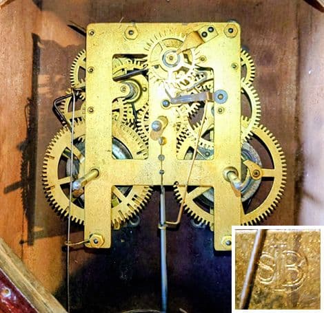 〈完動・美品〉北出時計　鋲打八角尾長ゼンマイ振り子時計　アンティーク古時計