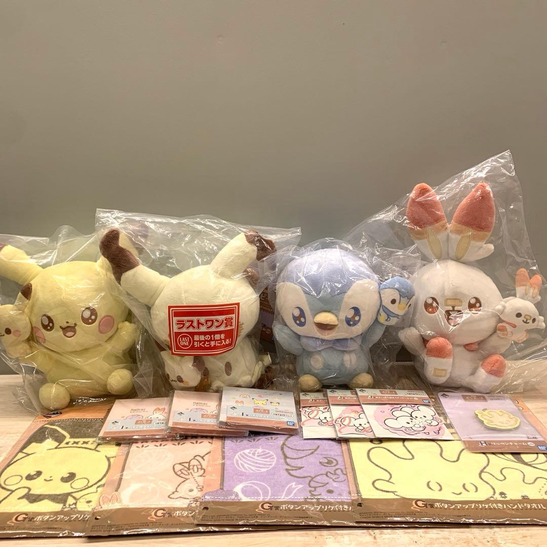 一番くじ ポケピース A賞ピカチュウ B賞ポッチャマ C賞ヒバニー ラスト