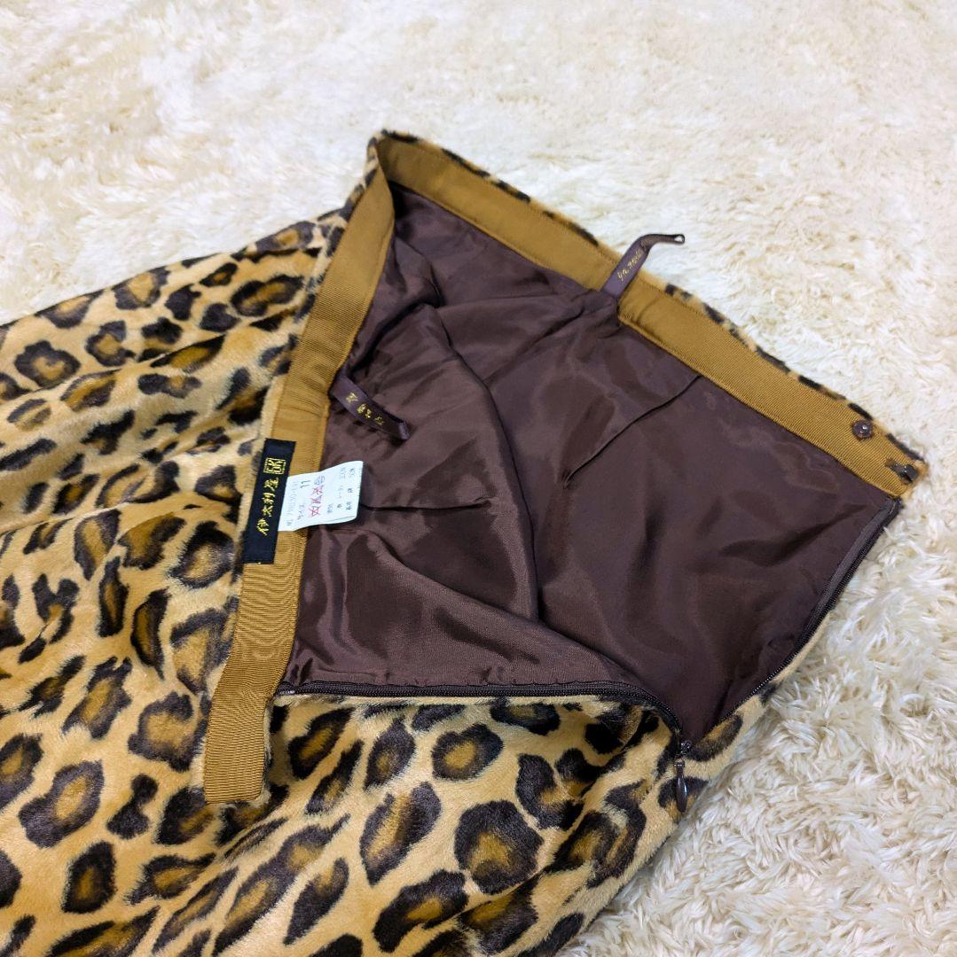 【新品】伊太利屋 レオパード柄 スカート 11号 ロングシーズン アニマル調