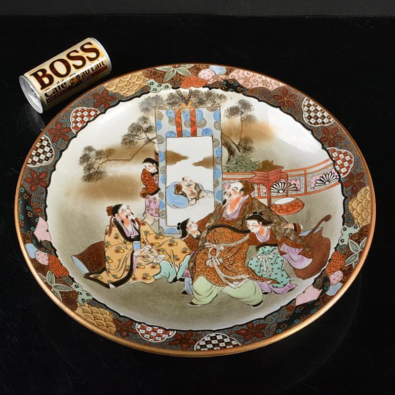 九谷焼 古九谷 色絵金彩 人物文 大皿 飾皿 直径約38cm M R6150B