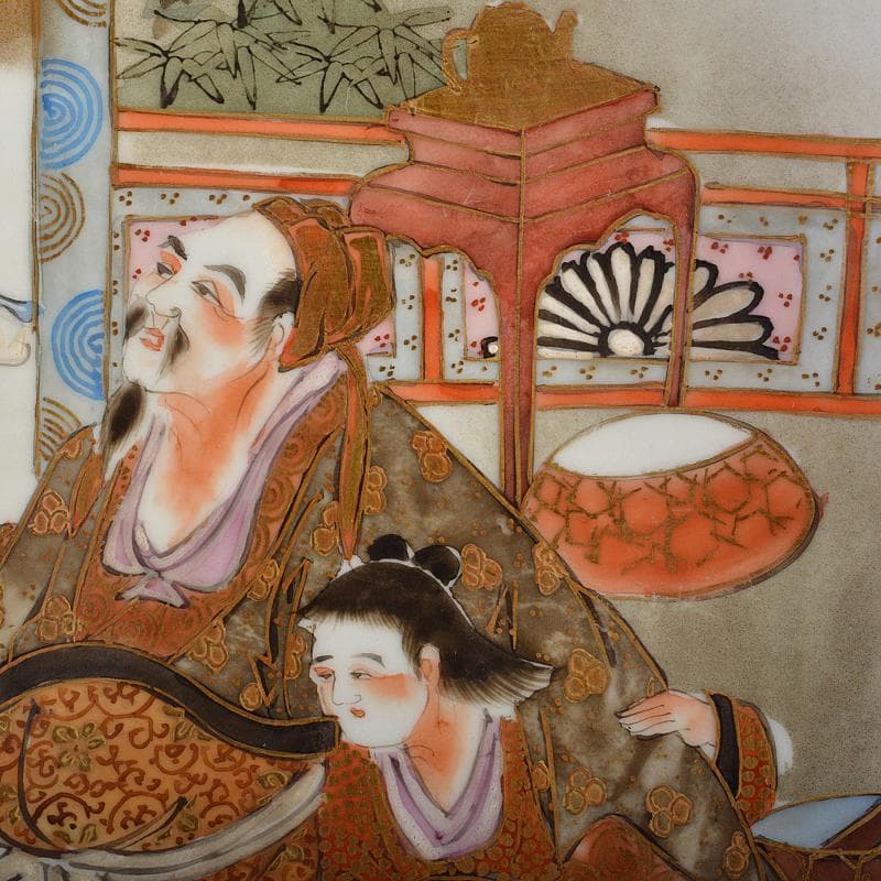 九谷焼 古九谷 色絵金彩 人物文 大皿 飾皿 直径約38cm M R6150B