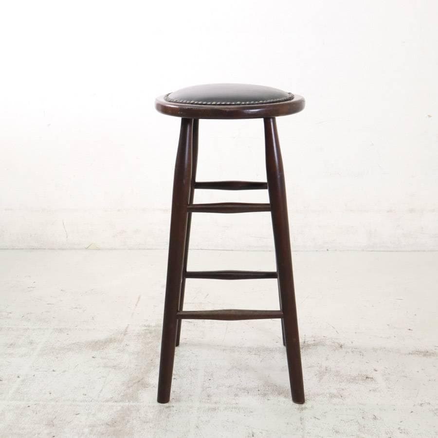 6脚まとめ買い1 ルーマニア製 ハイスツール ビーチ材 ブラック PVCレザー