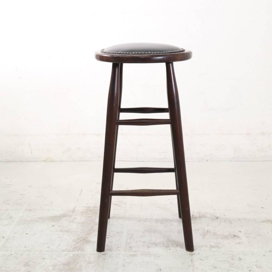 6脚まとめ買い1 ルーマニア製 ハイスツール ビーチ材 ブラック PVCレザー