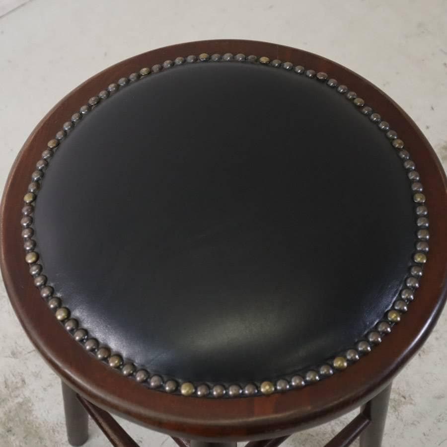 6脚まとめ買い1 ルーマニア製 ハイスツール ビーチ材 ブラック PVCレザー