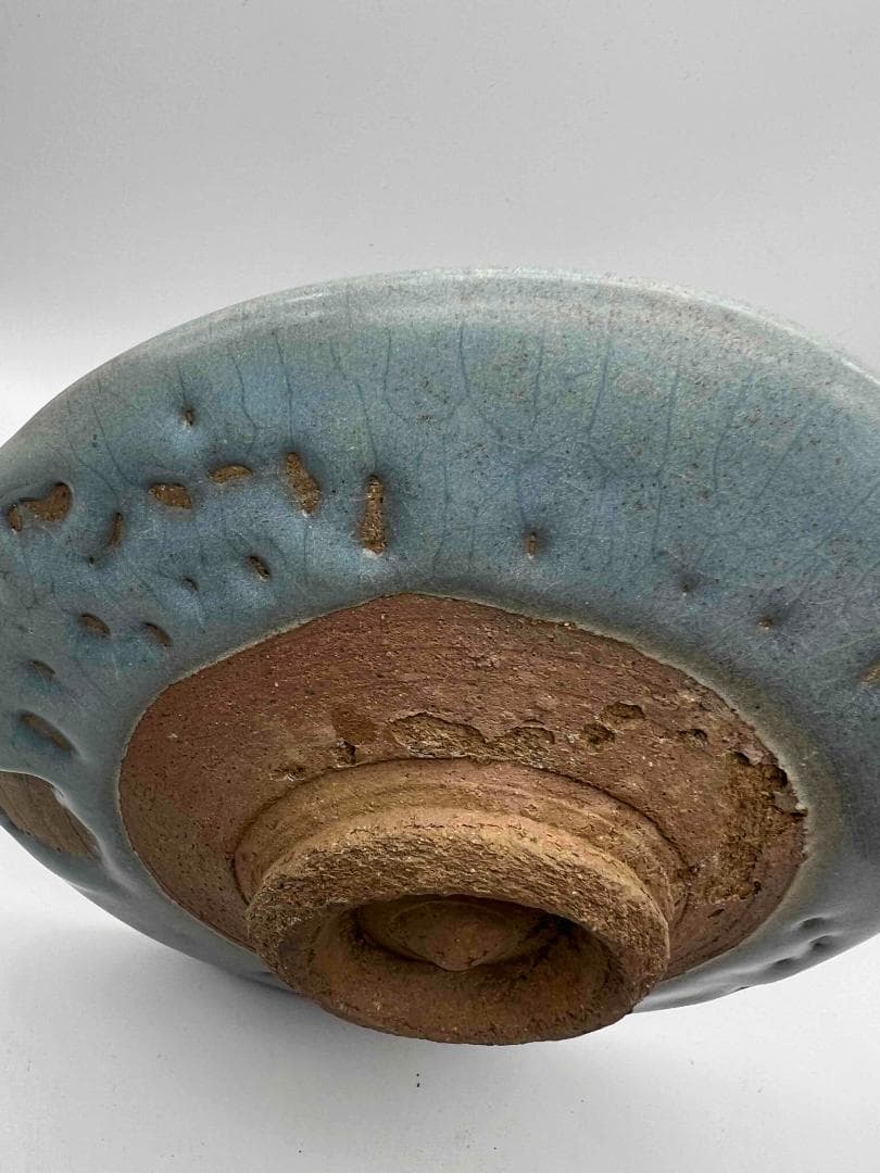 北宋時代 鈞窯 澱青釉飛紫紅斑盤 【旧家蔵出し】 窯変釉 辰砂皿(B-84